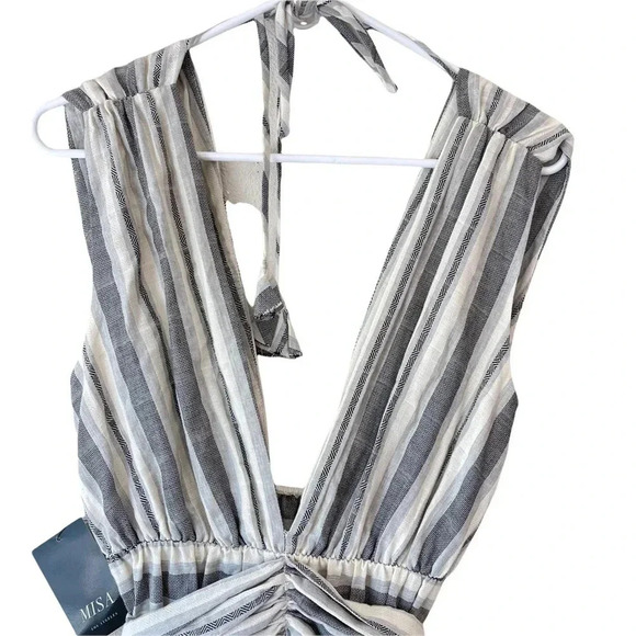 New Misa Los Angeles Stripe Black White Maxi Dress Size Large - Picture 5 of 8